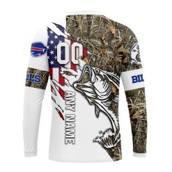 Alternative view of NFL Buffalo Bills Custom Name Number Fishing With Flag Of USA Sweatshirt