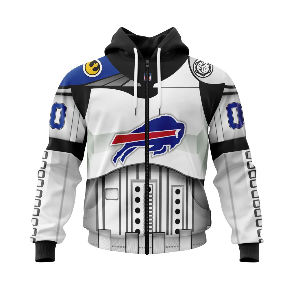NFL Buffalo Bills Custom Name Number Star Wars Zip Up Hoodie
