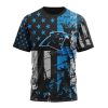 NFL Carolina Panthers Custom Name Number Classic Grunge American Flag T-Shirt