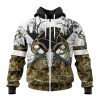 NFL Carolina Panthers Custom Name Number Deer Skull And Forest Zip Up Hoodie