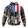 NFL Carolina Panthers Custom Name Number USA Flag Camo Zip Up Hoodie