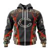 NFL Chicago Bears Custom Name Number Camo Hunting Design Zip Up Hoodie