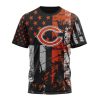 NFL Chicago Bears Custom Name Number Classic Grunge American Flag T-Shirt