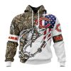 NFL Chicago Bears Custom Name Number Fishing With Flag Of USA Pullover Hoodie