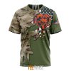 NFL Chicago Bears Custom Name Number Green Camo US Military T-Shirt
