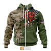 NFL Chicago Bears Custom Name Number Green Camo US Military Zip Up Hoodie