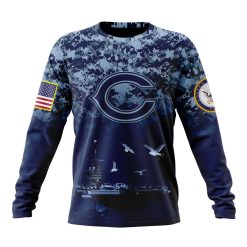 NFL Chicago Bears Custom Name Number Honor US Navy Veterans Sweatshirt