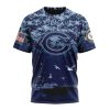 NFL Chicago Bears Custom Name Number Honor US Navy Veterans T-Shirt