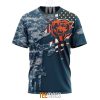 NFL Chicago Bears Custom Name Number Navy Skull Camo Veteran T-Shirt