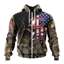 NFL Chicago Bears Custom Name Number Realtree Hunting Zip Up Hoodie