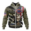 NFL Chicago Bears Custom Name Number Veterans Kneeling Soldier Zip Up Hoodie