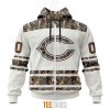 NFL Chicago Bears Custom Name Number White Camo Hunting Zip Up Hoodie