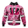 NFL Cincinnati Bengals Custom Name Number Pink Breast Cancer Zip Up Hoodie