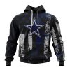 NFL Dallas Cowboys Custom Name Number Classic Grunge American Flag Pullover Hoodie