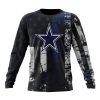 NFL Dallas Cowboys Custom Name Number Classic Grunge American Flag Sweatshirt