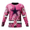 NFL Dallas Cowboys Custom Name Number Pink Breast Cancer Sweatshirt