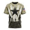 NFL Dallas Cowboys Custom Name Number Veterans And Families T-Shirt