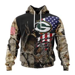 NFL Green Bay Packers Custom Name Number Camo Realtree Hunting Pullover Hoodie