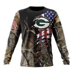 NFL Green Bay Packers Custom Name Number Camo Realtree Hunting Sweatshirt