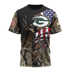 NFL Green Bay Packers Custom Name Number Camo Realtree Hunting T-Shirt