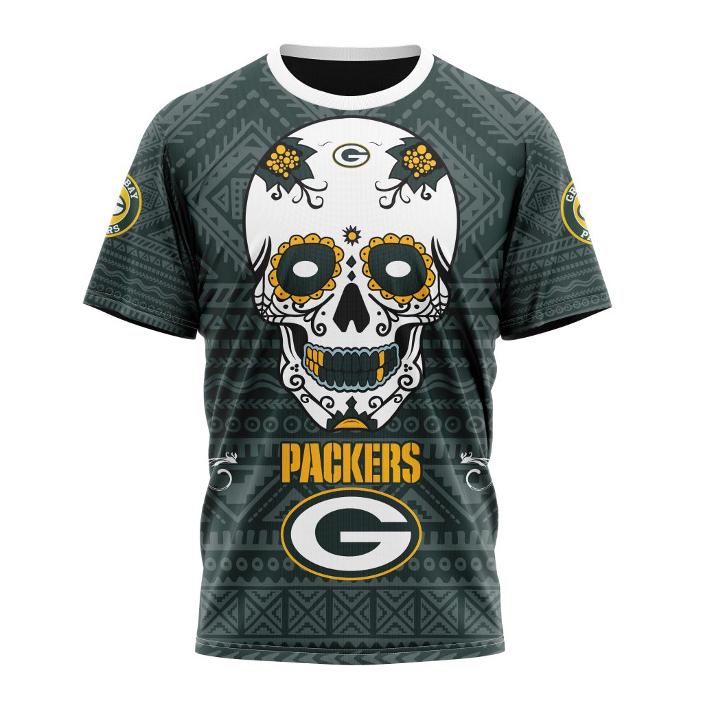 NFL Green Bay Packers Custom Name Number Kits For Dia De Muertos T-Shirt