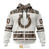 NFL Indianapolis Colts Custom Name Number White Camo Hunting Zip Up Hoodie
