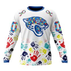 NFL Jacksonville Jaguars Custom Name Number Autism Awareness Hands Sweatshirt