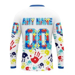 Alternative view of NFL Jacksonville Jaguars Custom Name Number Autism Awareness Hands Sweatshirt