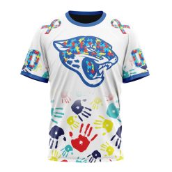 NFL Jacksonville Jaguars Custom Name Number Autism Awareness Hands T-Shirt
