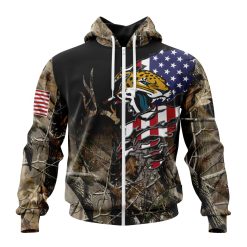 NFL Jacksonville Jaguars Custom Name Number Camo Realtree Hunting Zip Up Hoodie