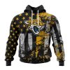 NFL Jacksonville Jaguars Custom Name Number Classic Grunge American Flag Pullover Hoodie