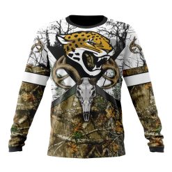 NFL Jacksonville Jaguars Custom Name Number Deer Skull And Forest Sweatshirt