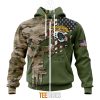 NFL Jacksonville Jaguars Custom Name Number Green Camo US Military Zip Up Hoodie