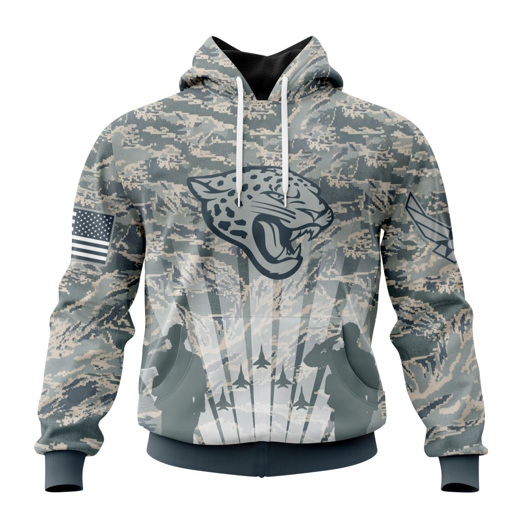 NFL Jacksonville Jaguars Custom Name Number Honor US Air Force Veterans Pullover Hoodie