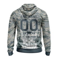 Alternative view of NFL Jacksonville Jaguars Custom Name Number Honor US Air Force Veterans Zip Up Hoodie