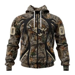 NFL Jacksonville Jaguars Custom Name Number Special Hunting Camo Zip Up Hoodie