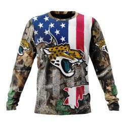 NFL Jacksonville Jaguars Custom Name Number USA Flag Camo Realtree Sweatshirt
