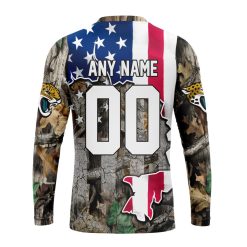 Alternative view of NFL Jacksonville Jaguars Custom Name Number USA Flag Camo Realtree Sweatshirt