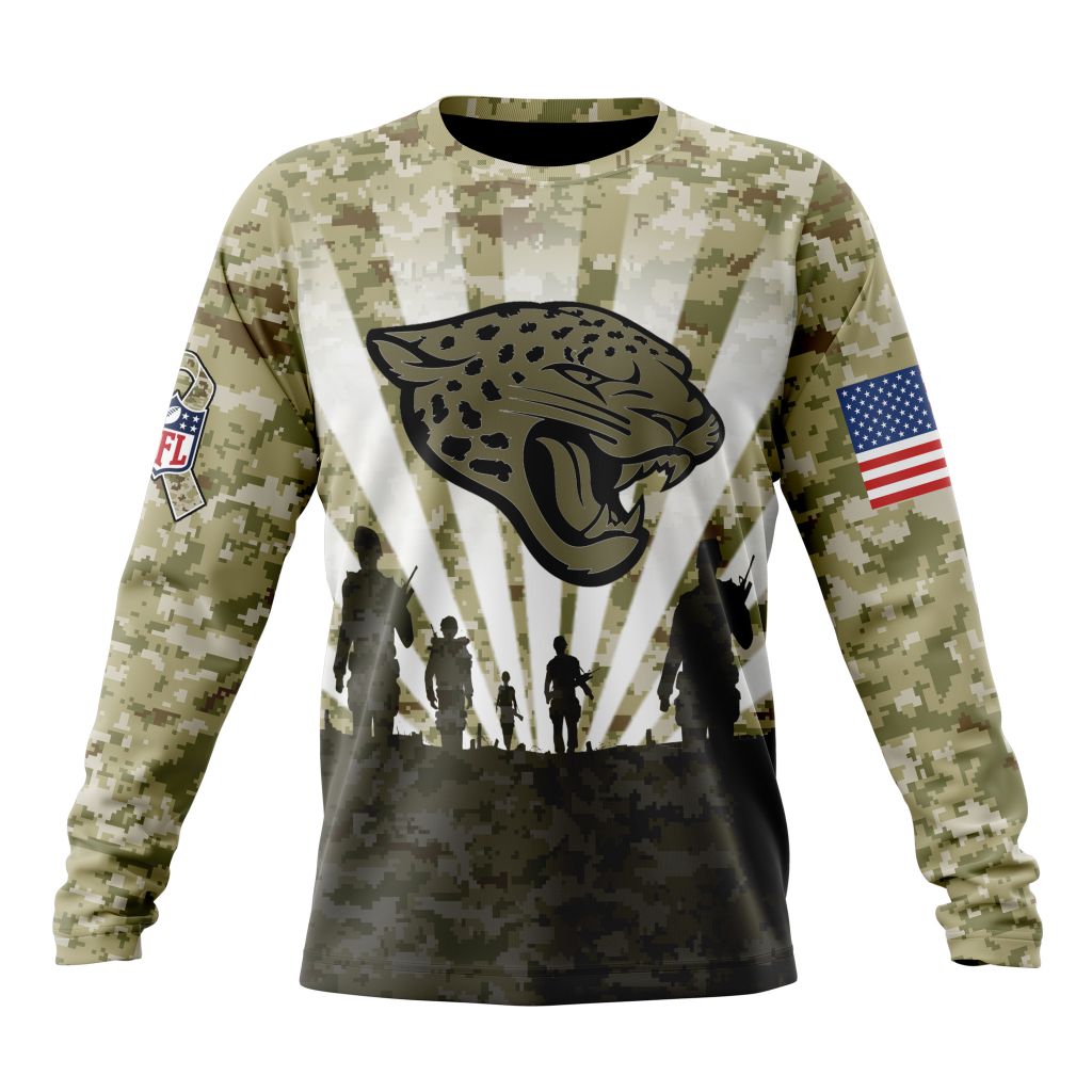 NFL Jacksonville Jaguars Custom Name Number Veterans And Families Sweatshirt