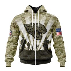 NFL Jacksonville Jaguars Custom Name Number Veterans And Families Zip Up Hoodie