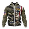 NFL Jacksonville Jaguars Custom Name Number Veterans Kneeling Soldier Zip Up Hoodie