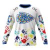 NFL Kansas City Chiefs Custom Name Number Autism Awareness Hands Sweatshirt