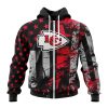NFL Kansas City Chiefs Custom Name Number Classic Grunge American Flag Zip Up Hoodie