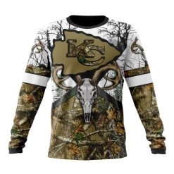 NFL Kansas City Chiefs Custom Name Number Deer Skull And Forest Sweatshirt