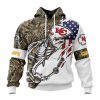 NFL Kansas City Chiefs Custom Name Number Fishing With Flag Of USA Pullover Hoodie