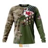 NFL Kansas City Chiefs Custom Name Number Green Camo US Military Sweatshirt