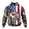 NFL Kansas City Chiefs Custom Name Number USA Flag Camo Realtree Zip Up Hoodie
