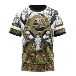 NFL Los Angeles Rams Custom Name Number Deer Skull And Forest T-Shirt