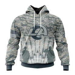NFL Los Angeles Rams Custom Name Number Honor US Air Force Veterans Pullover Hoodie