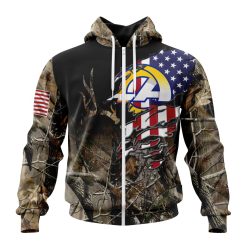 NFL Los Angeles Rams Custom Name Number Special Camo Realtree Zip Up Hoodie